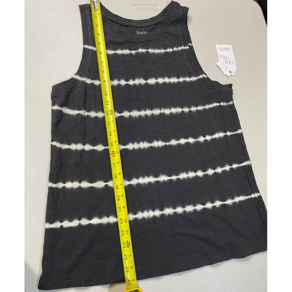 Time and Tru Womens Size M Tie-Dye Sleeveless Tank Top Black & White 100% Cotton - Picture 5 of 10